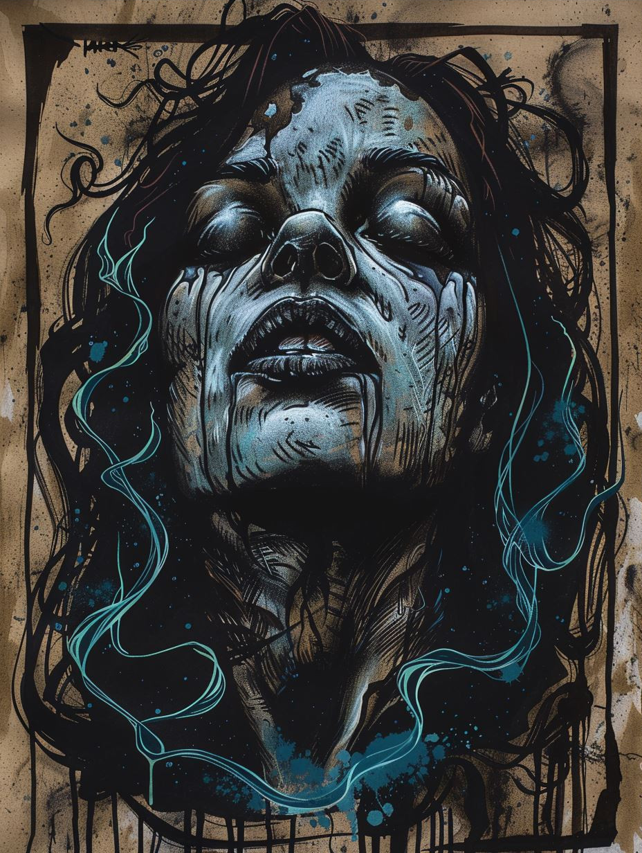 Melancholy Blue Floral Portraits - Image 3