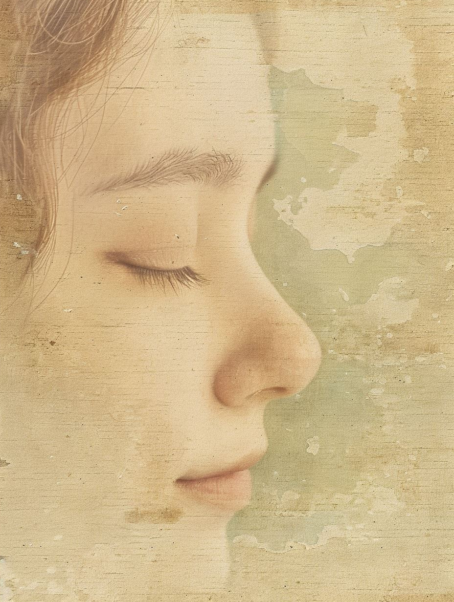 Ethereal Gaze in Textured Parchment - Image 4