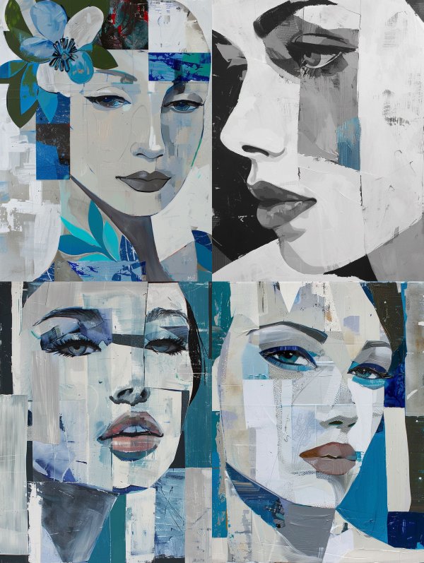 Fragmented Portraits in Cool Tones
