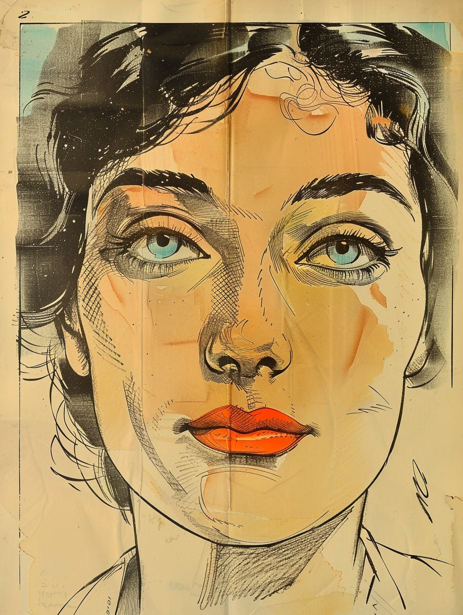 Four Vintage Stylized Female Portraits - Image 4