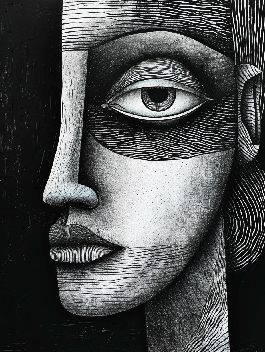 Monochrome Stipple Portrait Study - Image 2