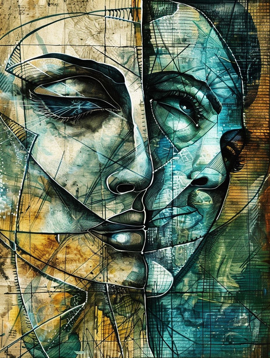 Fragmented Soul in Teal Hues - Image 1