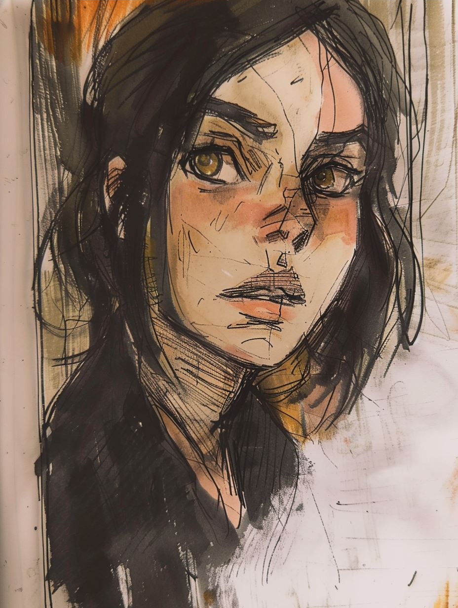 Soulful Gazes in Ink and Wash - Image 4