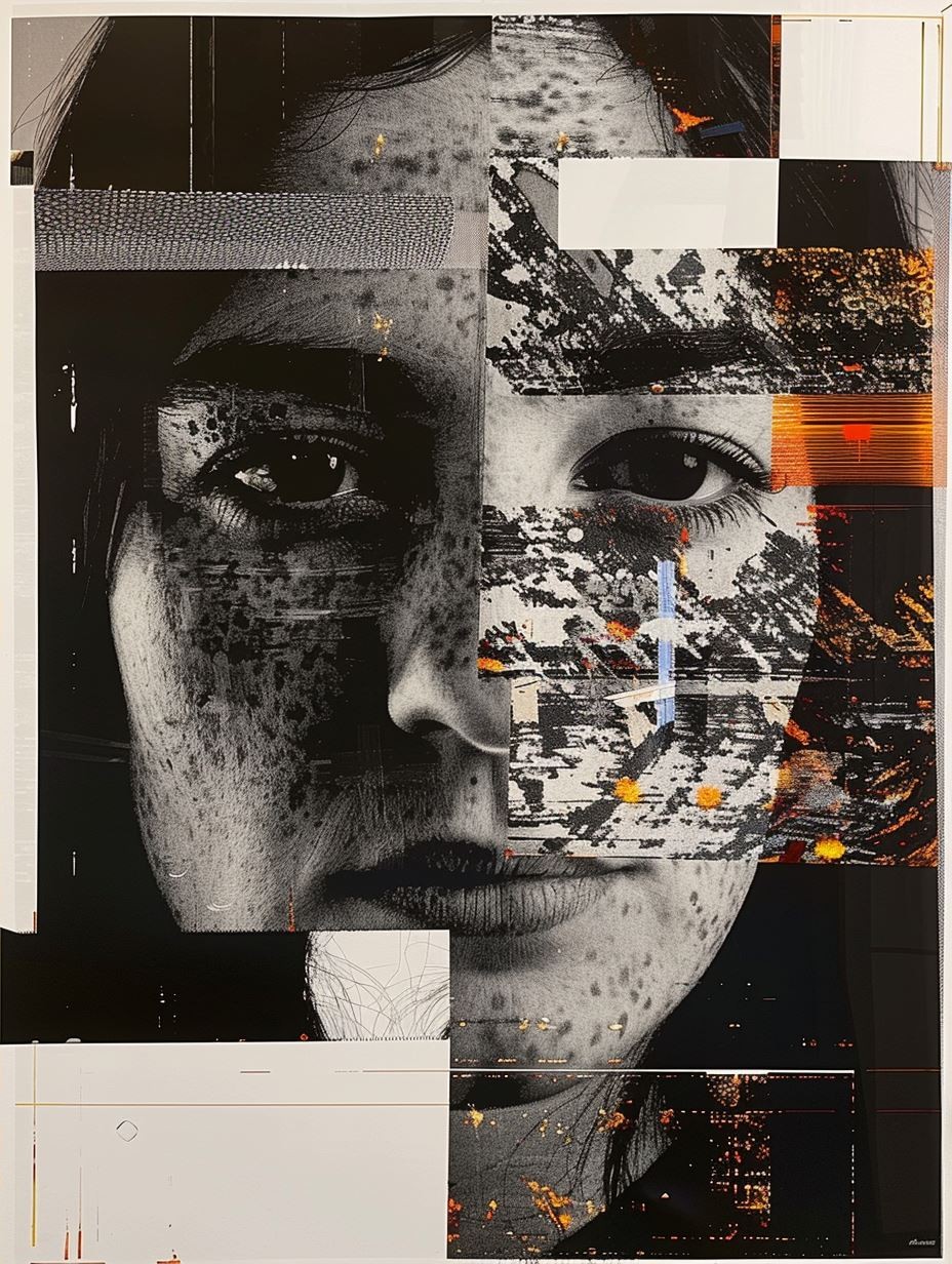Fragmented Monochrome Digital Portrait - Image 4
