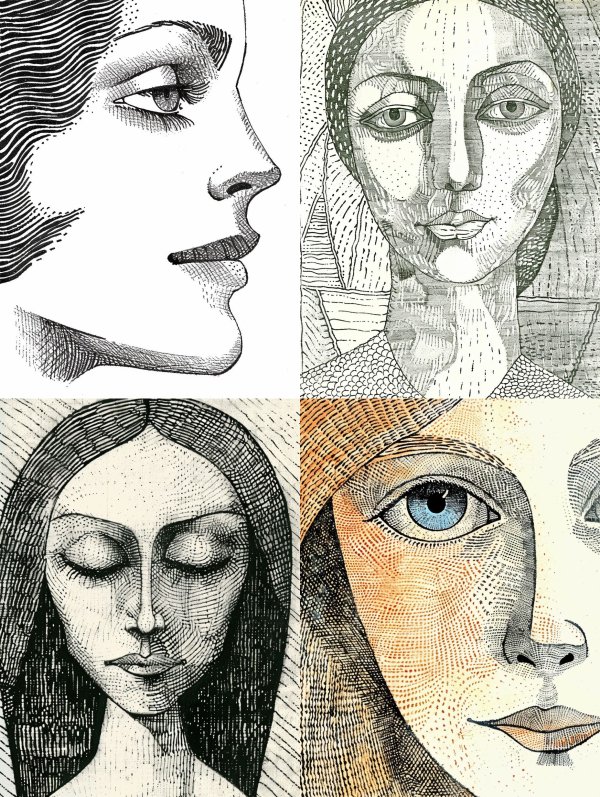 Ethereal Line Art Portrait Study