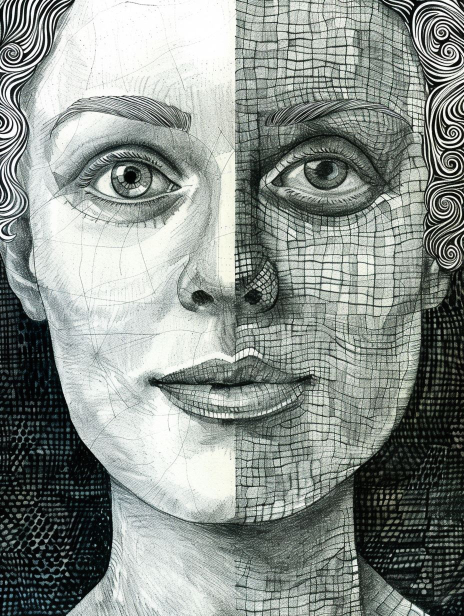 Intricate Stippled Portrait Study - Image 3