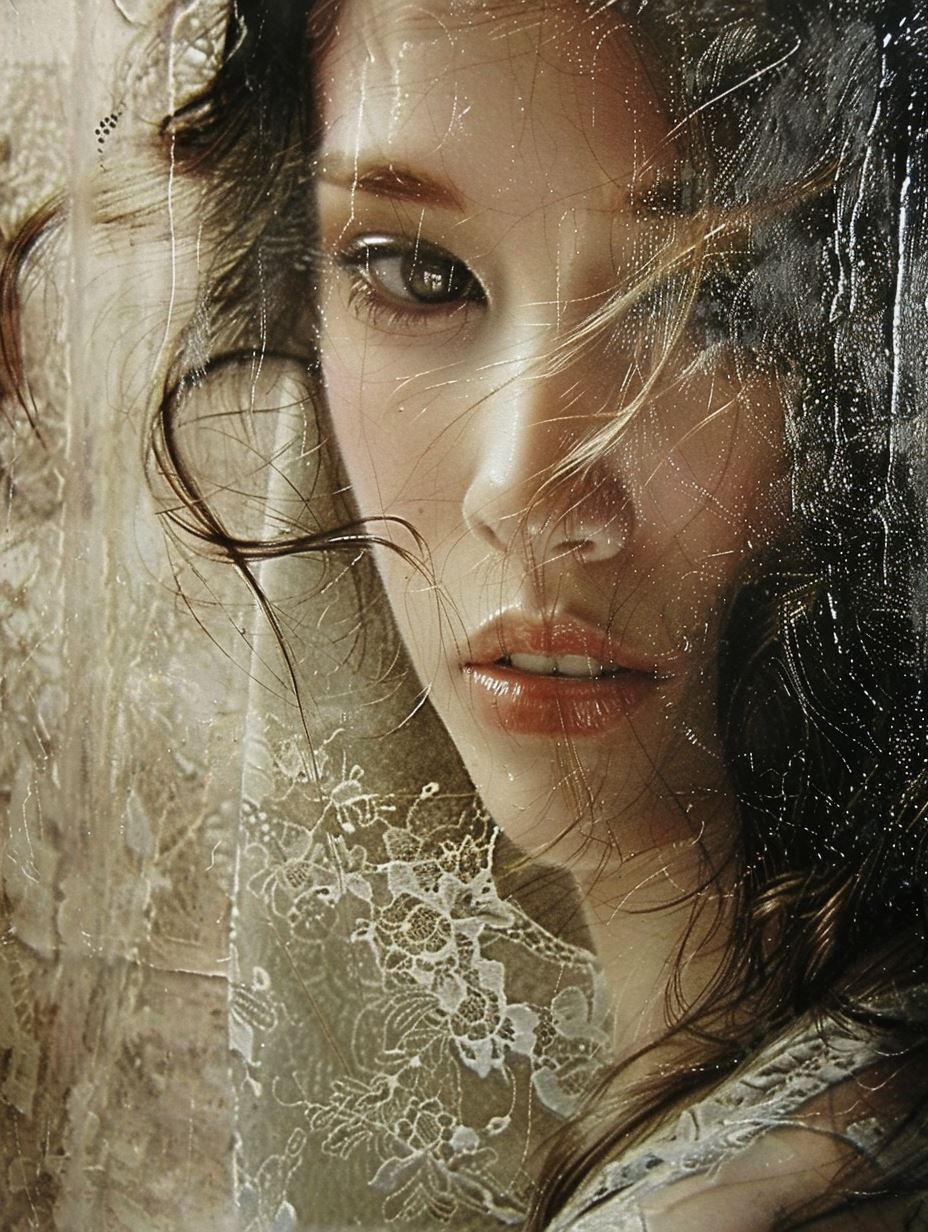 Ethereal Gaze Through Distressed Glass - Image 4