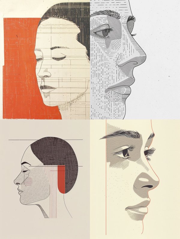 Fragmented Portraits in Linear Art