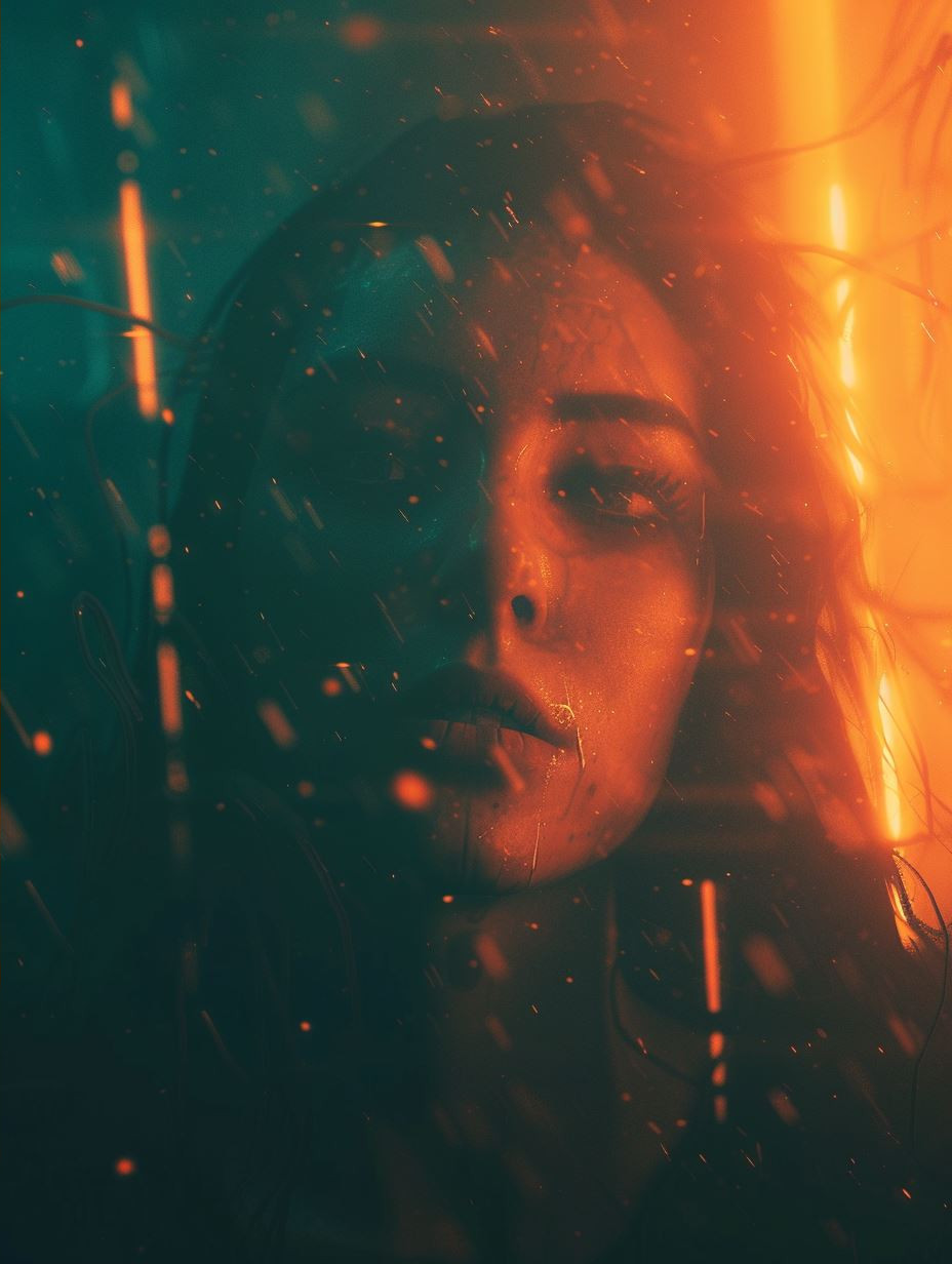 Amber Haze Distorted Portrait - Image 2