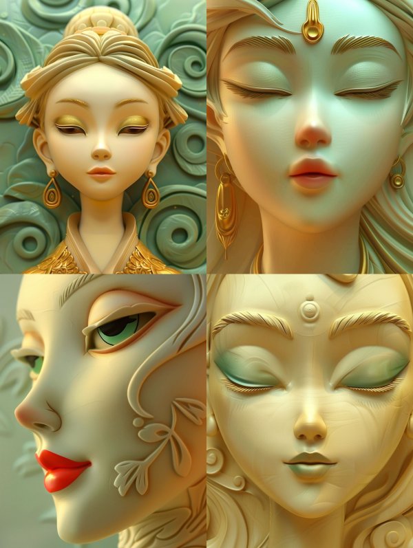 Golden Porcelain Ethereal Goddess