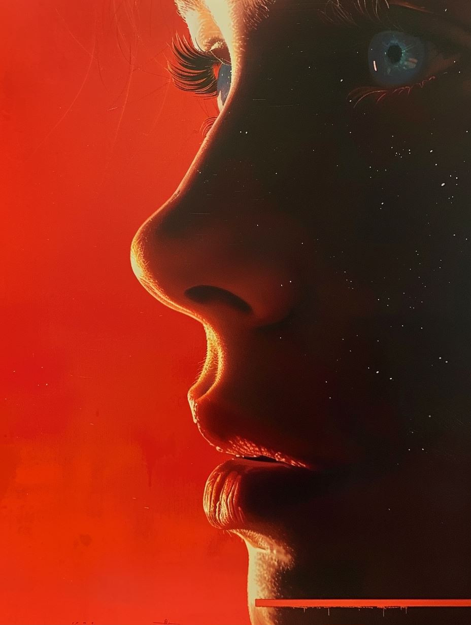 Crimson Glow Cinematic Portrait