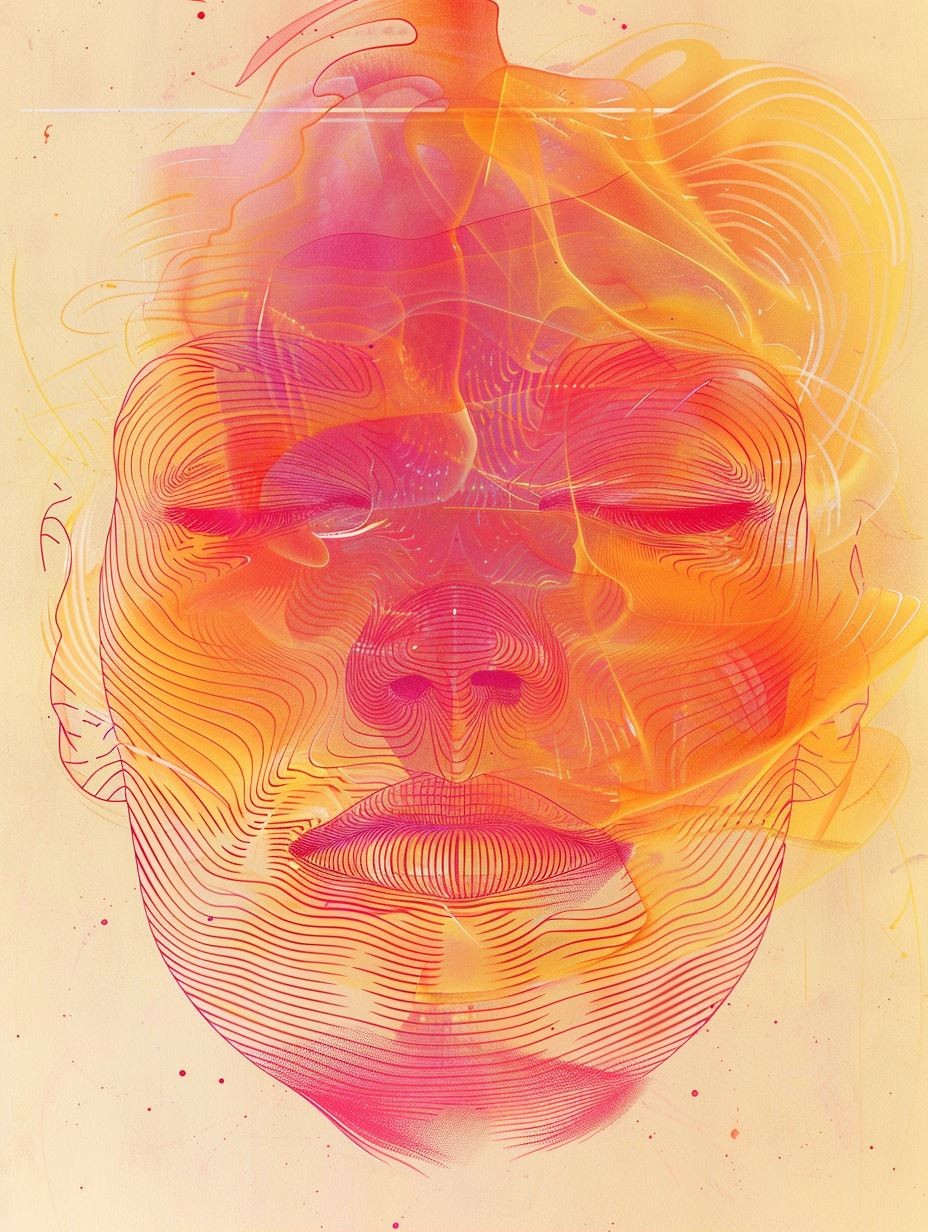 Ethereal Neon Topographic Portrait