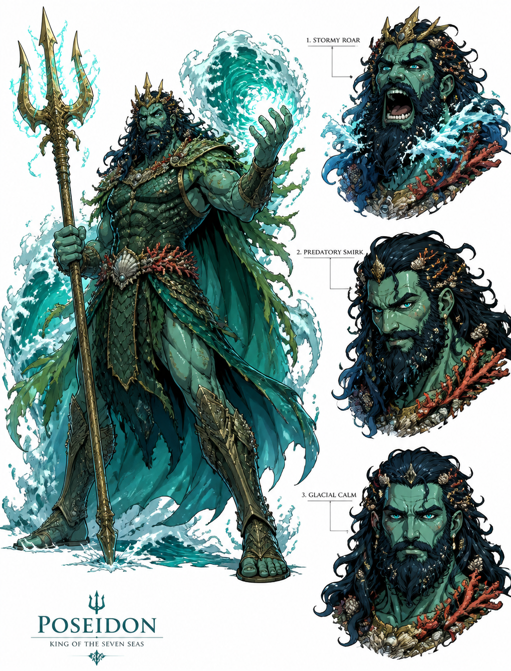 Sea King Mythological Character Concept Sheet
