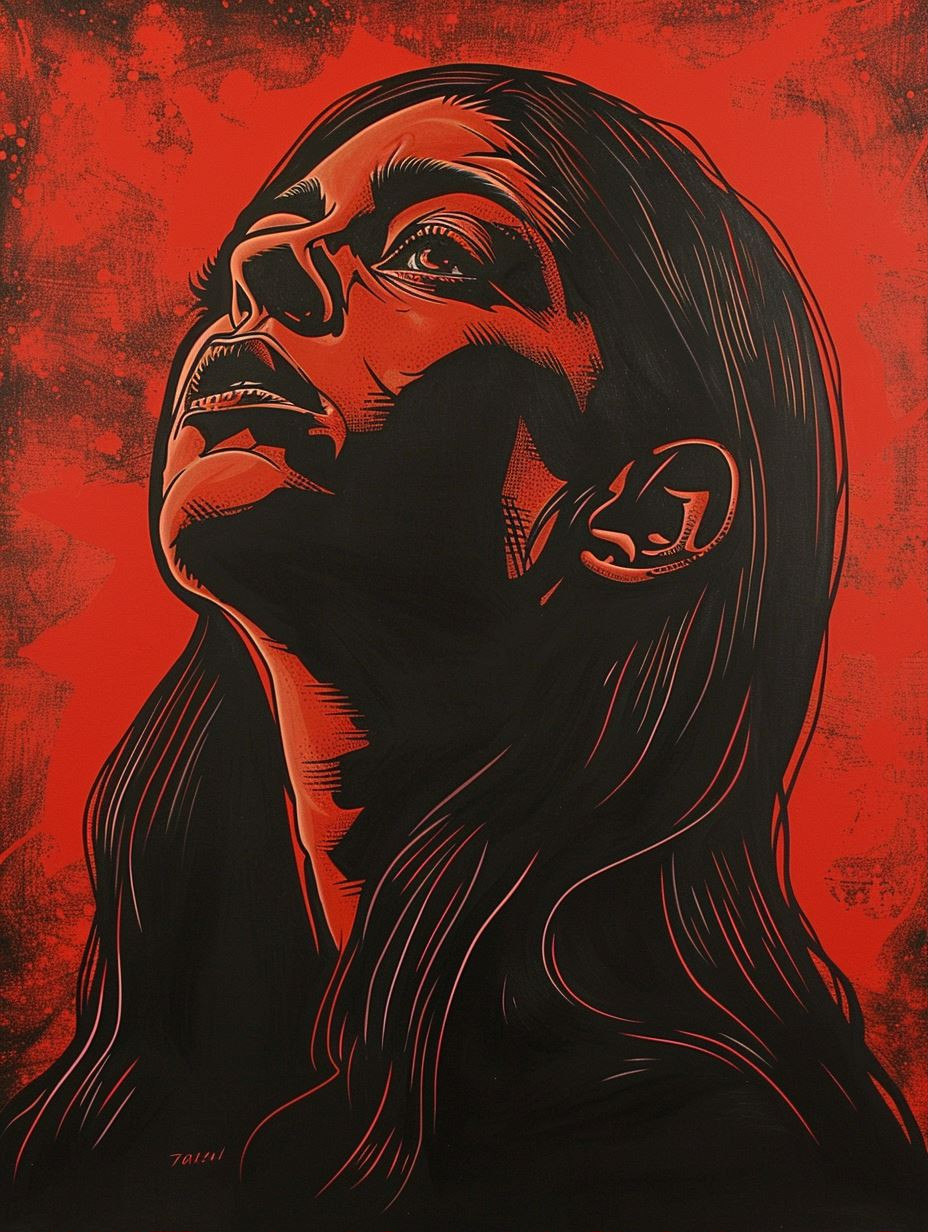 Crimson Shadows Dramatic Portrait