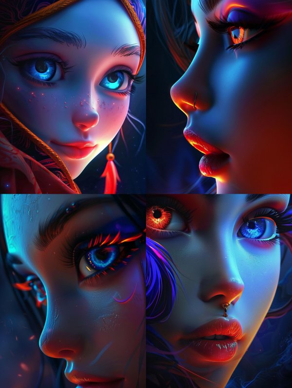 Neon Visions: Ethereal Digital Portraits