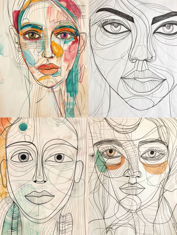 Fragmented Soul in Vibrant Lines