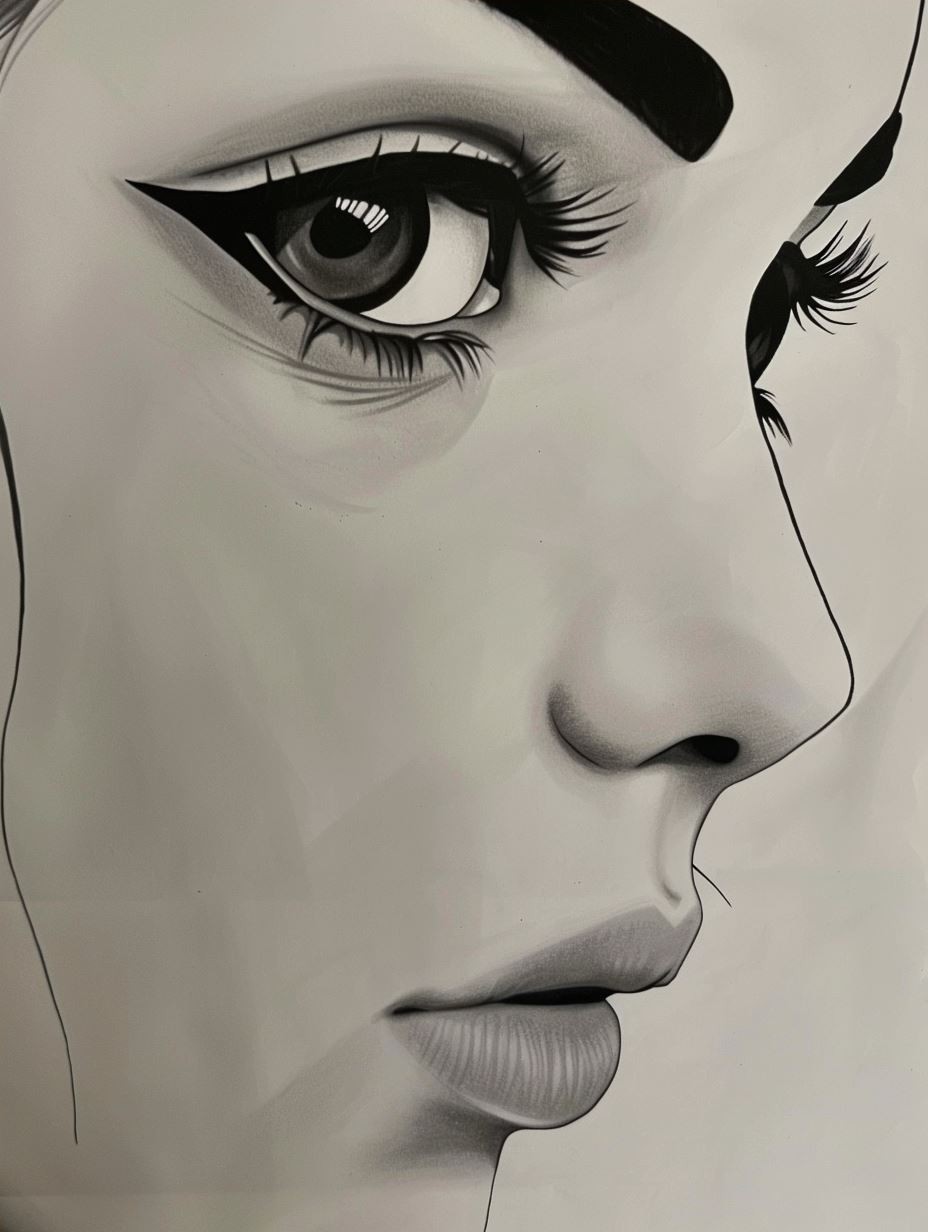 Monochrome Ink Portrait Study - Image 4