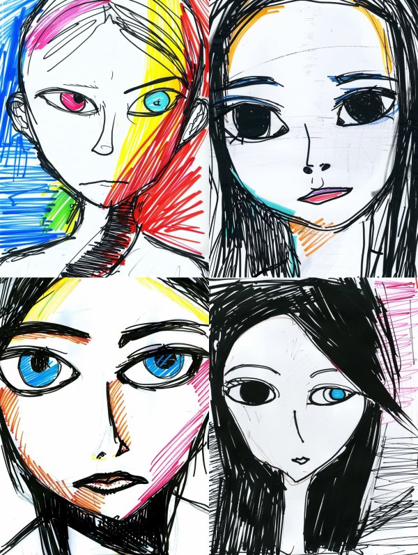 Abstract Expressionist Portrait Sketches