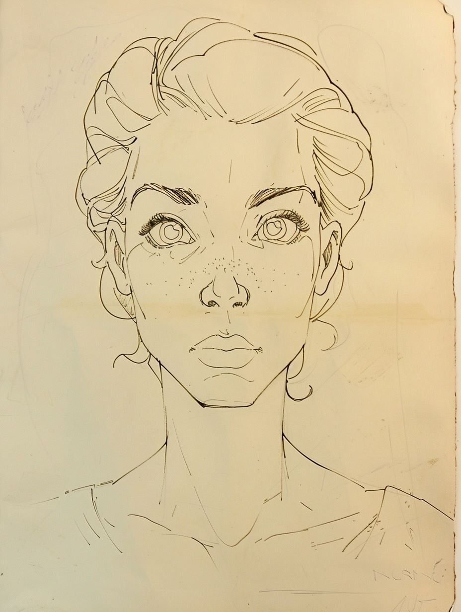 Vintage Ink Portrait Sketch - Image 1