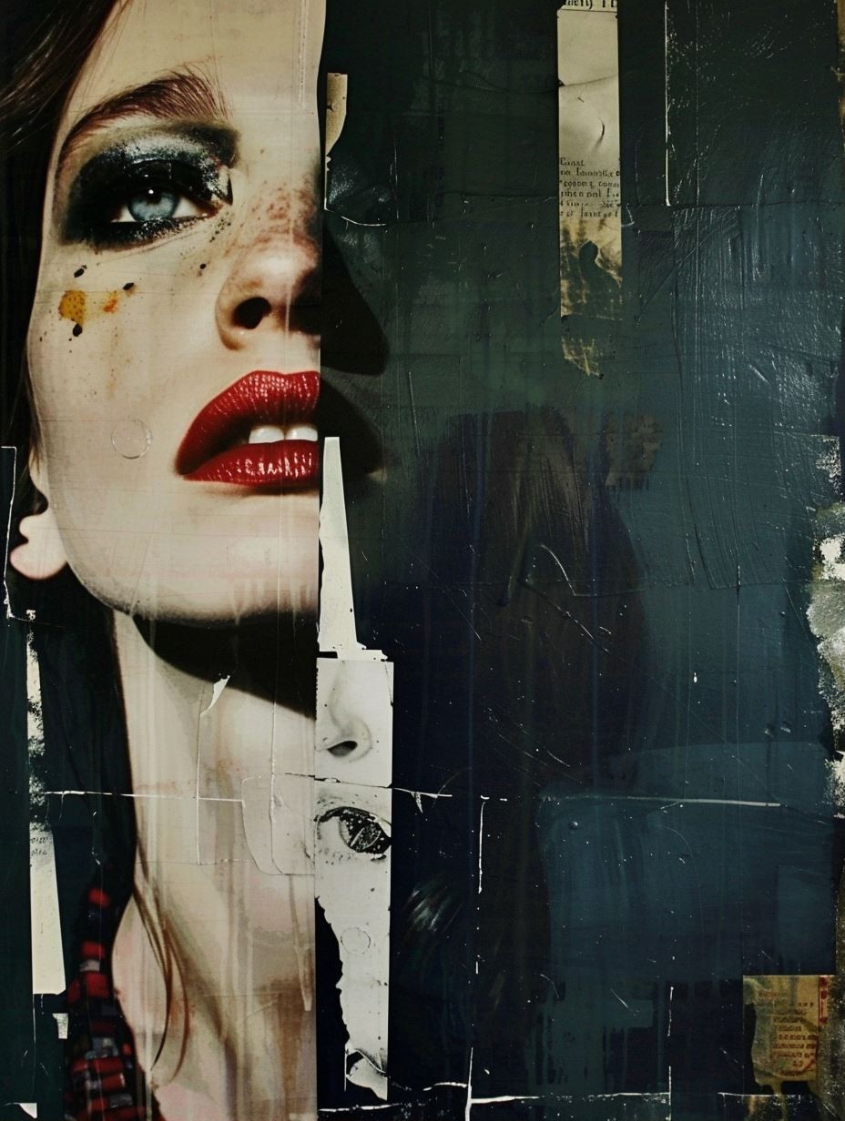 Fragmented Beauty Mixed Media Portrait