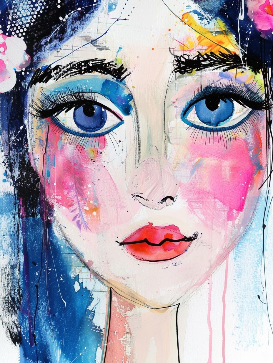 Vibrant Neon Abstract Portrait - Image 3
