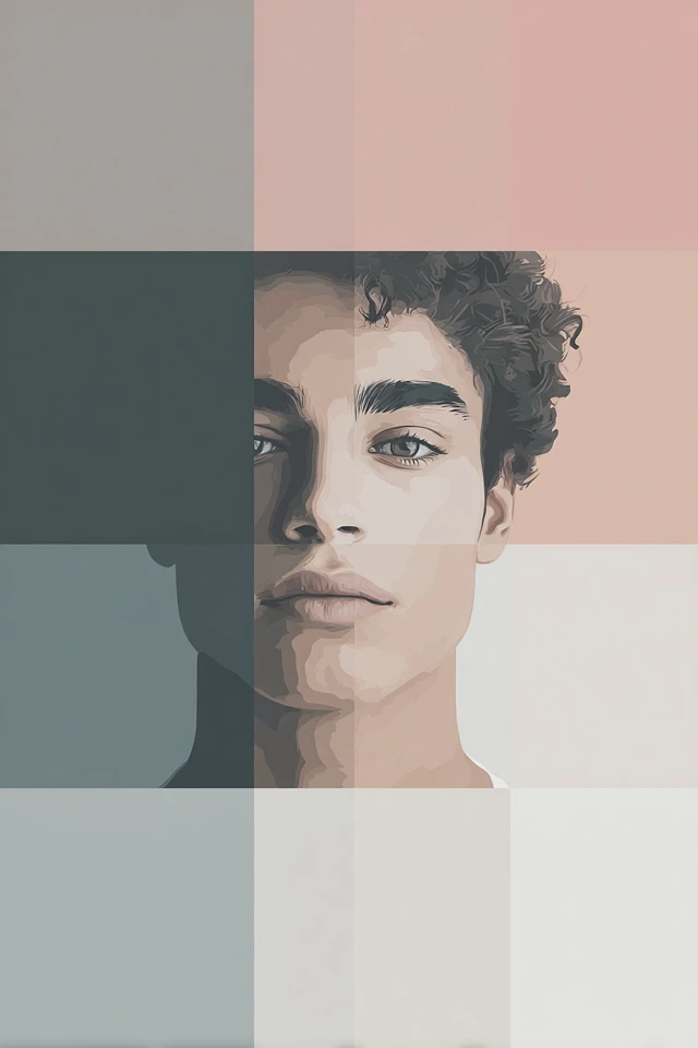 Geometric Pastel Portrait - Image 1