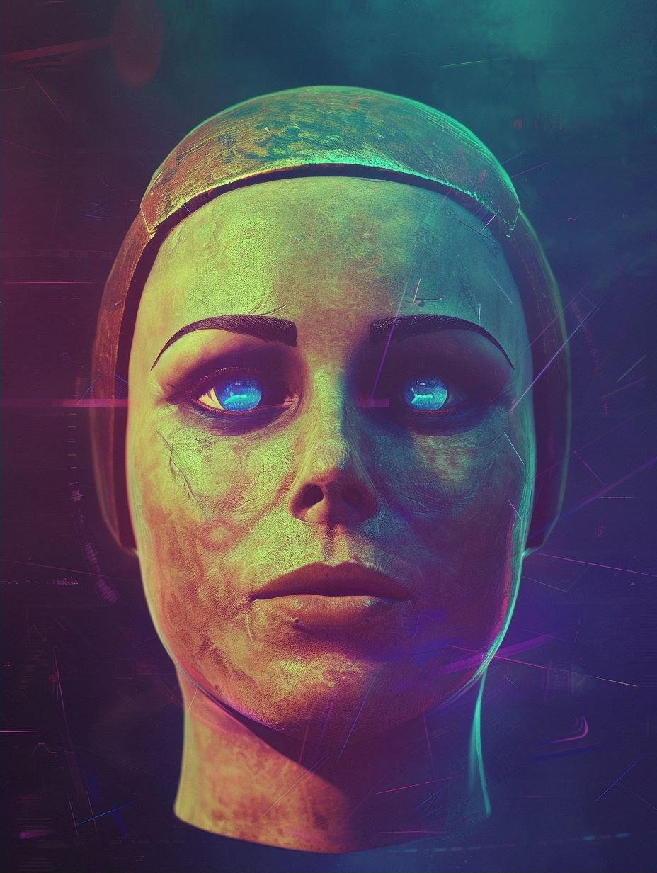 Neon Gaze Cosmic Portrait - Image 2