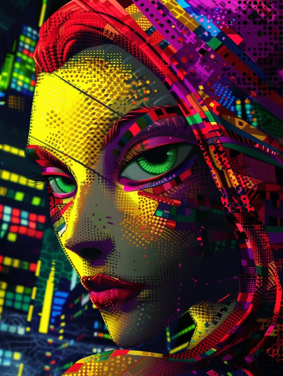 Neon Glitch Digital Portrait
