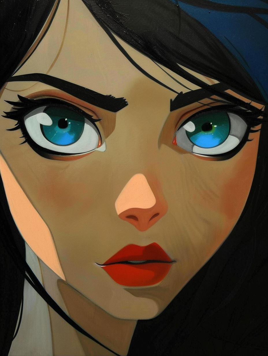 Bold Gaze Modern Digital Portrait