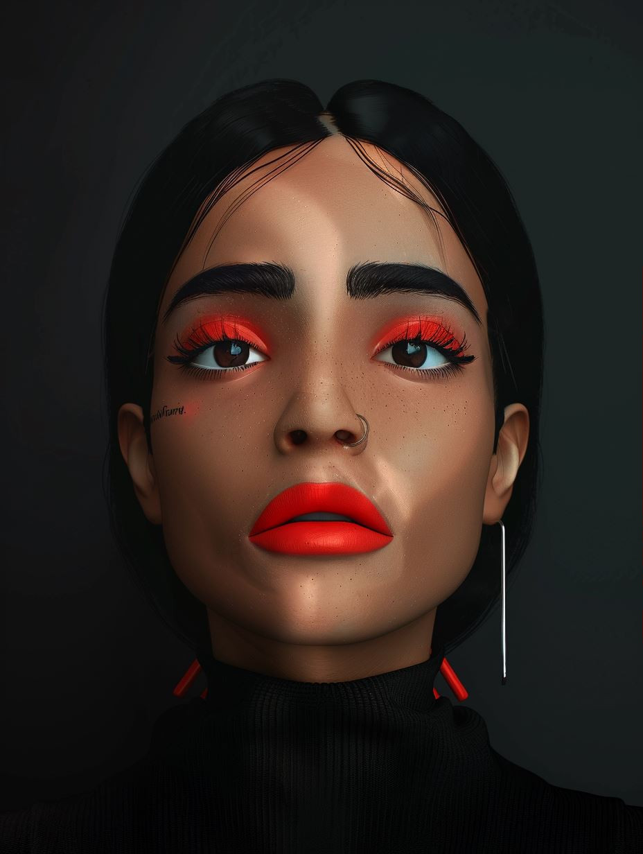 Crimson Gaze: Surreal Digital Portraits - Image 3