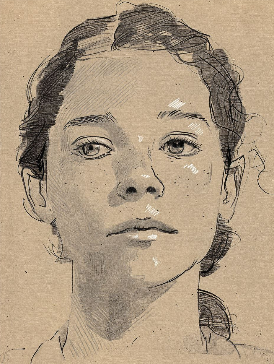 Ethereal Monochrome Ink Portrait - Image 4