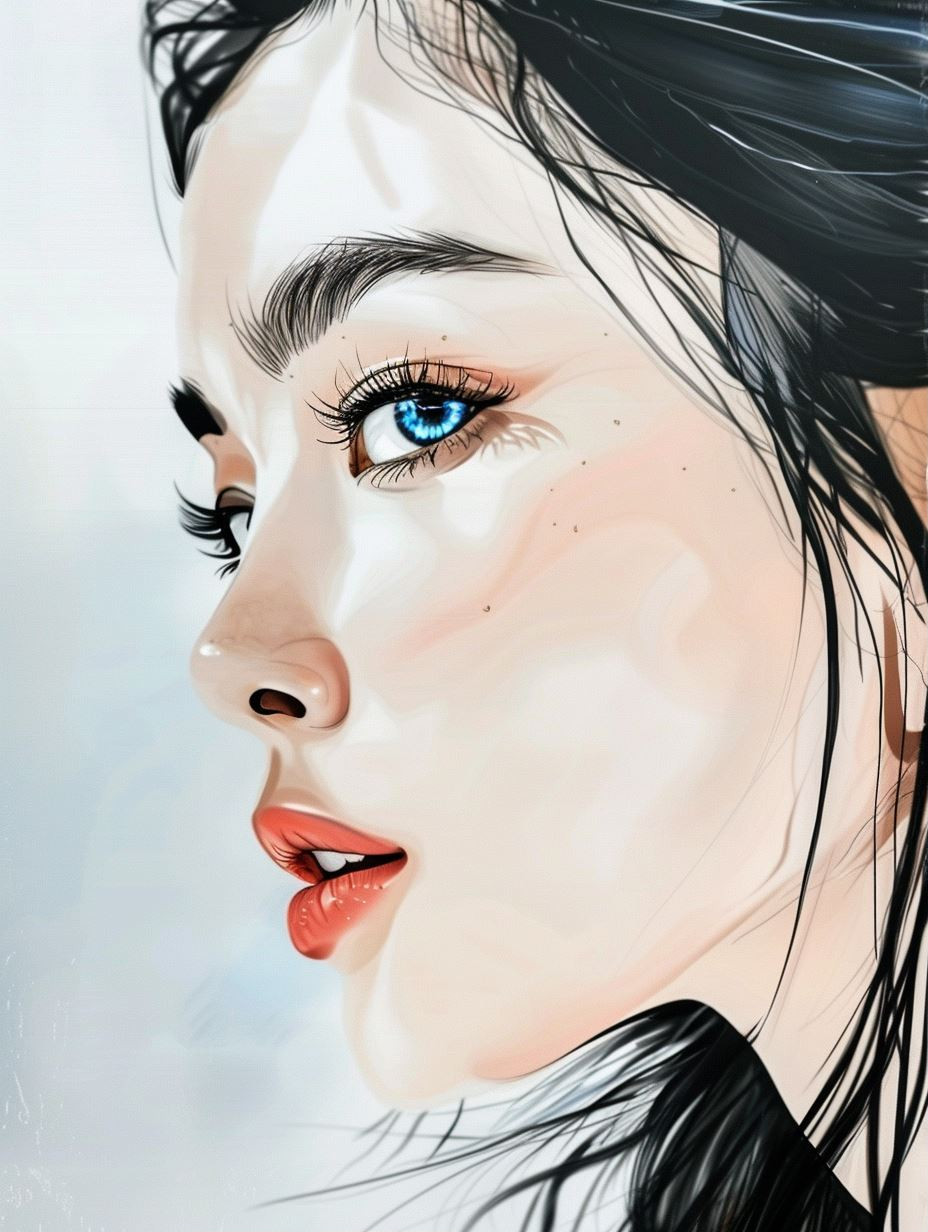 Azure Gaze Digital Portraits - Image 1