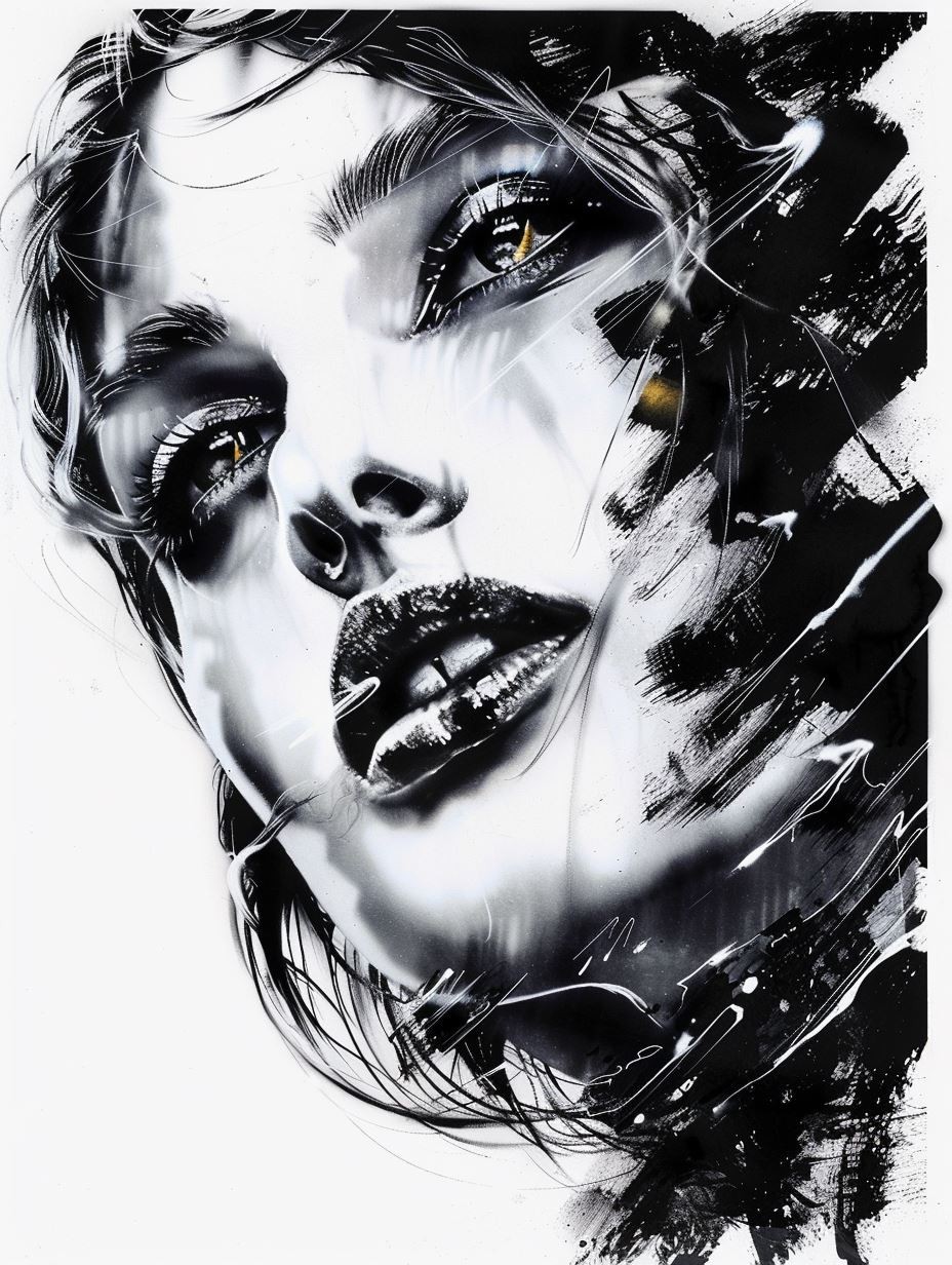 Shadows of Elegance: Ink Portrait Series - Image 2