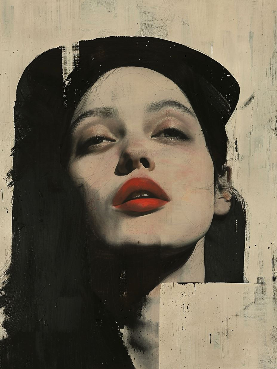 Crimson Lips in Monochrome Contrast - Image 1