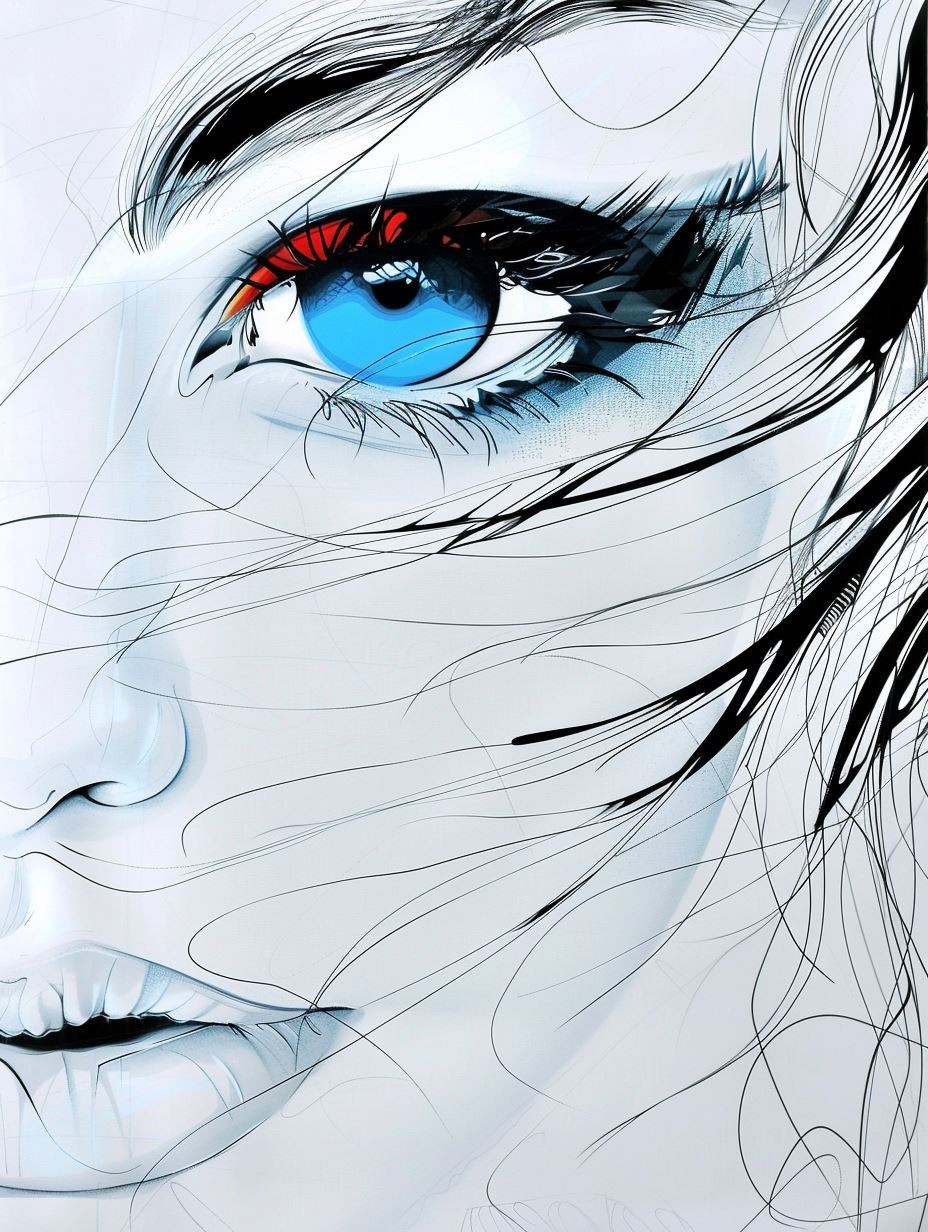 Azure Gaze: Abstract Digital Portraits - Image 2