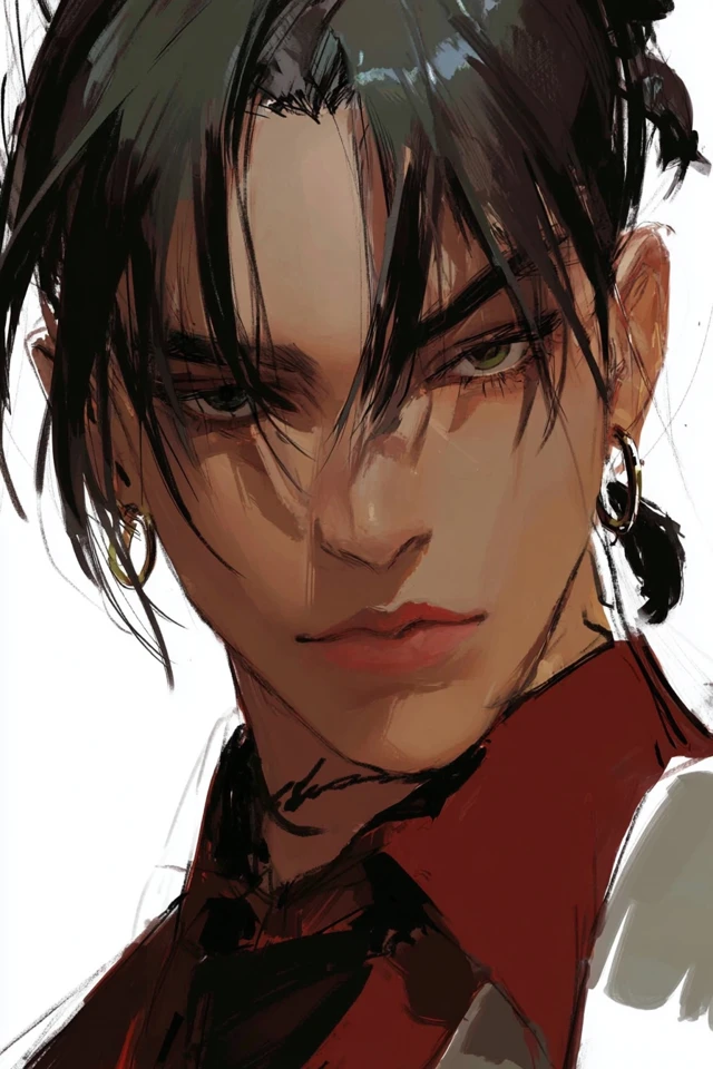 Crimson Gaze Digital Portrait - Image 1