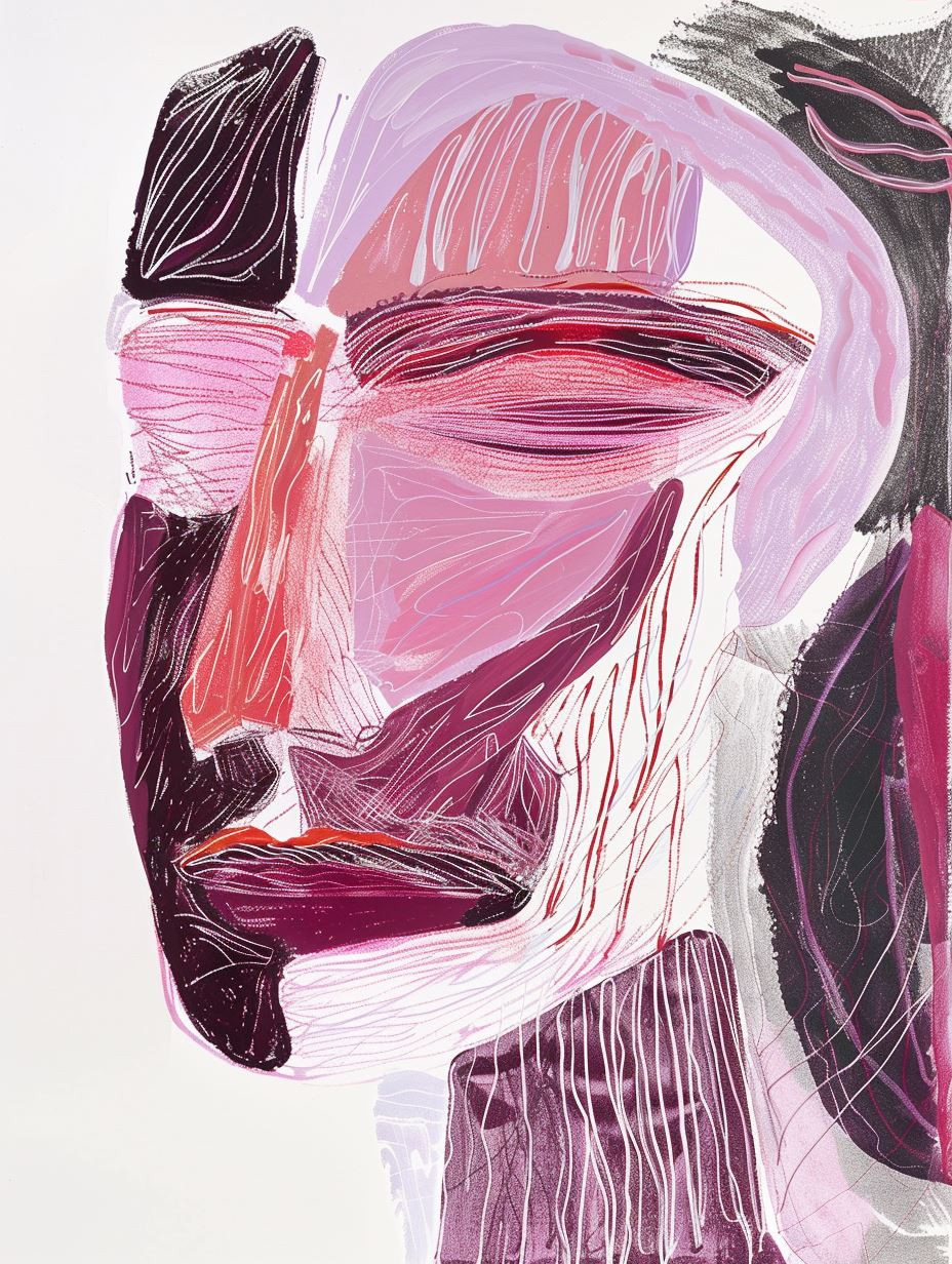 Fragmented Portraits in Magenta Hues - Image 3