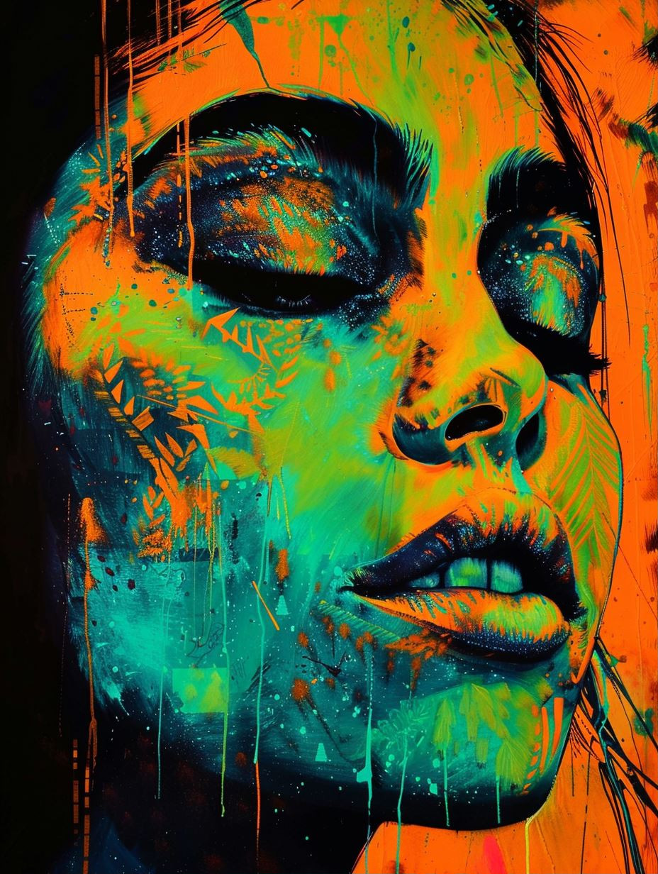 Neon Dreams: Psychedelic Portrait Series - Image 1