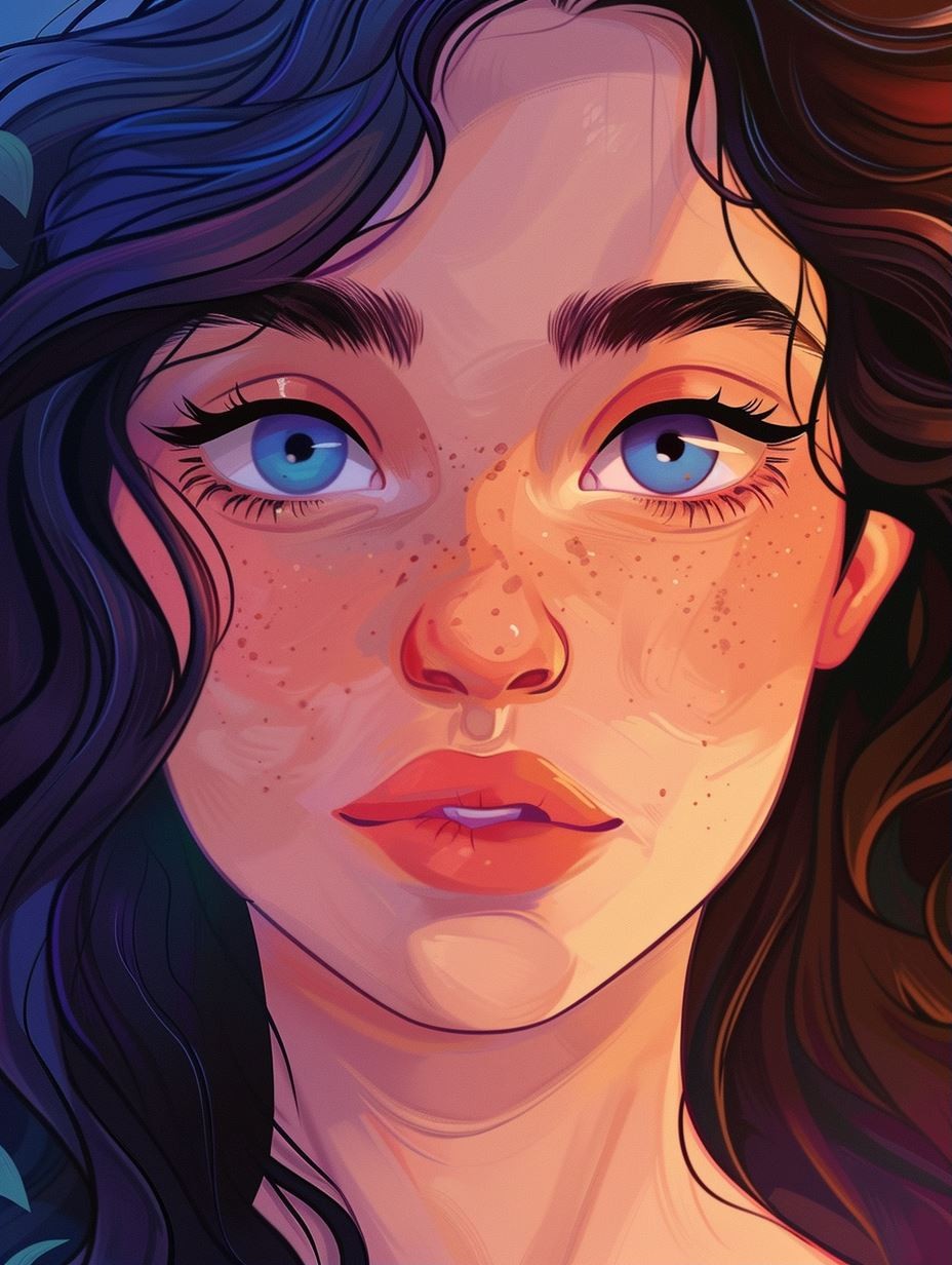 Ethereal Gaze in Sunset Hues - Image 1