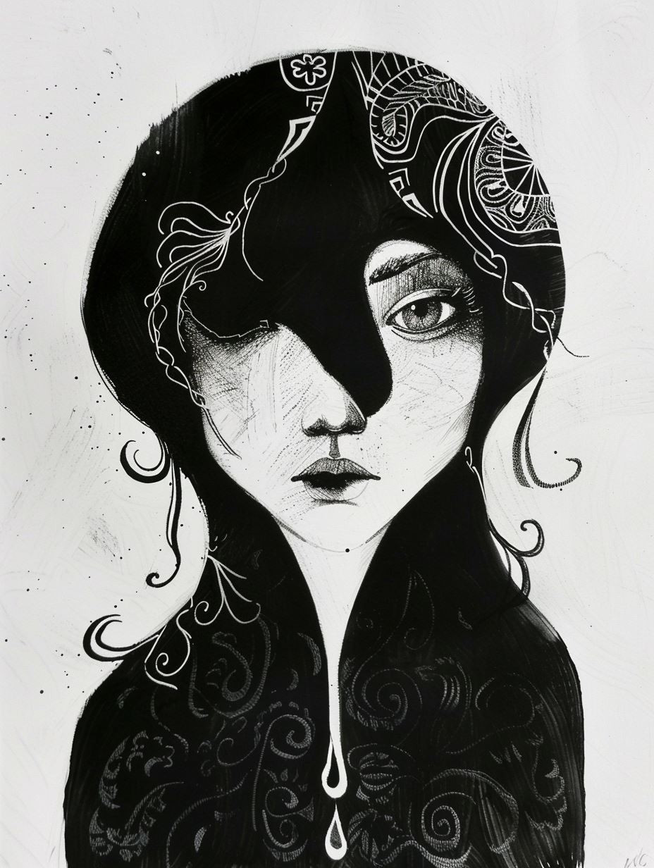 Melancholy Ink Void Portrait - Image 3