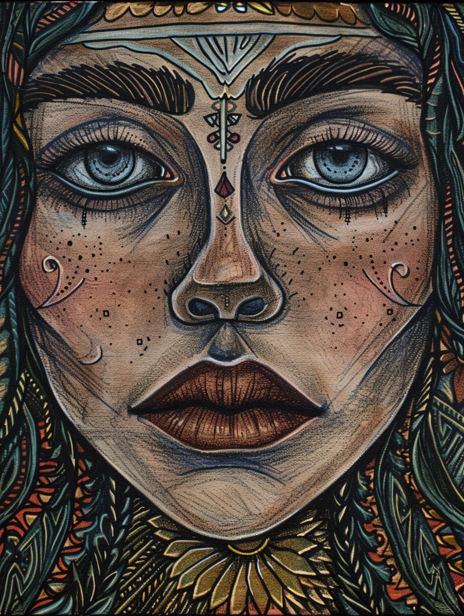 Mystic Folk Art Portrait - Image 4