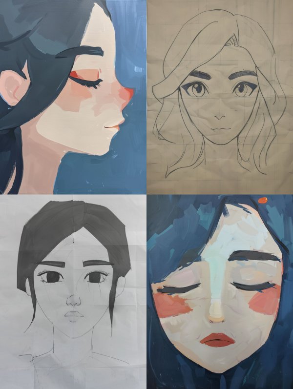 Modern Stylized Portrait Art Studies