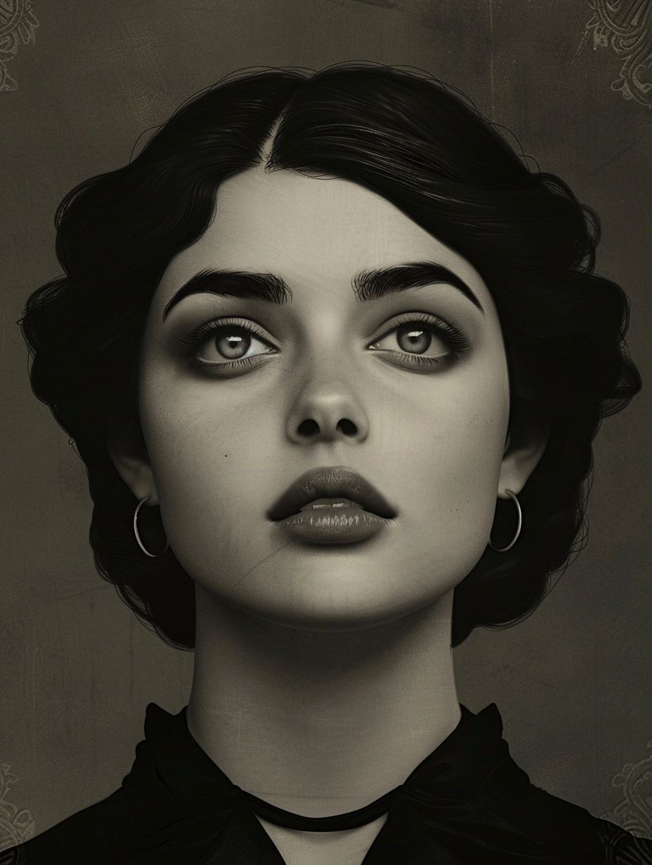 Shadowed Gaze in Monochrome - Image 3