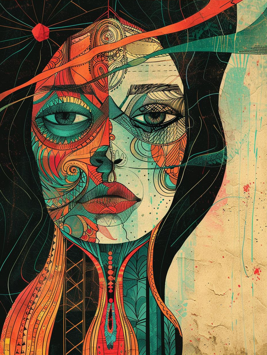 Abstract Geometric Tribal Portrait - Image 3