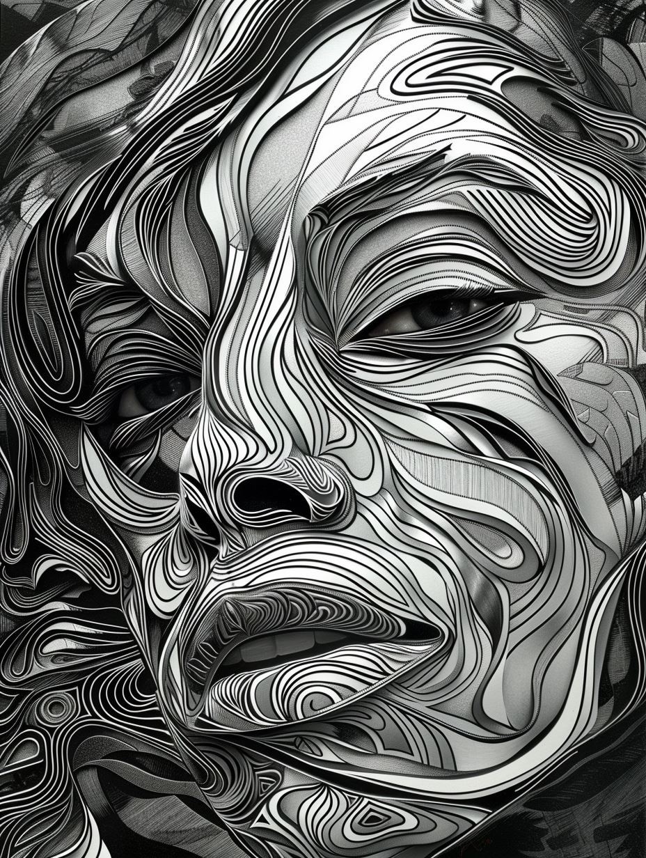 Surreal Monochromatic Fluid Portrait - Image 3