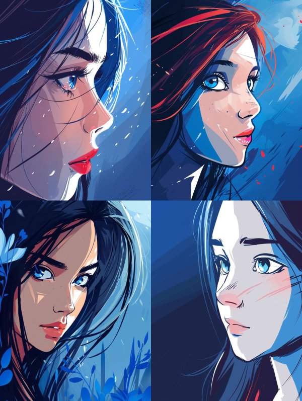 Azure Gazes: A Digital Portrait Study