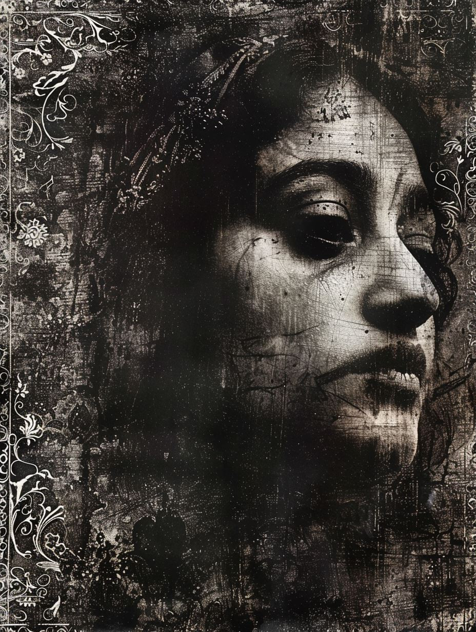 Haunting Gothic Lace Portrait - Image 3