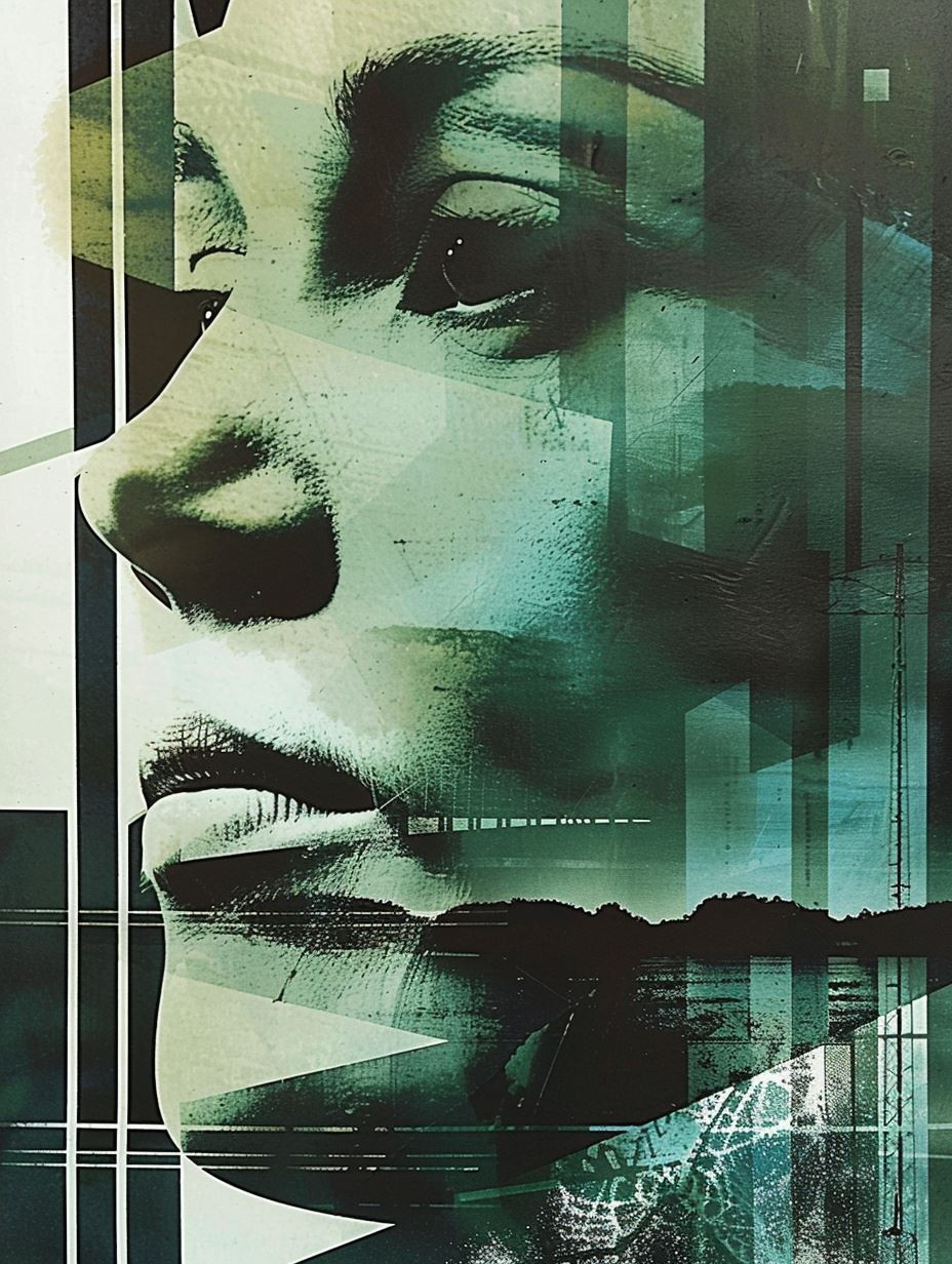 Abstract Teal Fragmented Portrait - Image 2