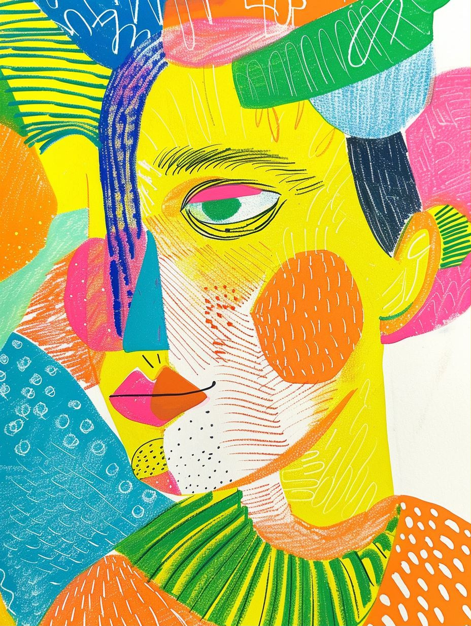 Vibrant Abstract Neo-Expressionist Portrait