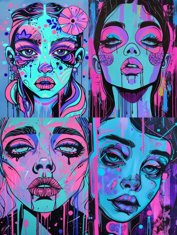 Neon Dreams: Psychedelic Portrait Series